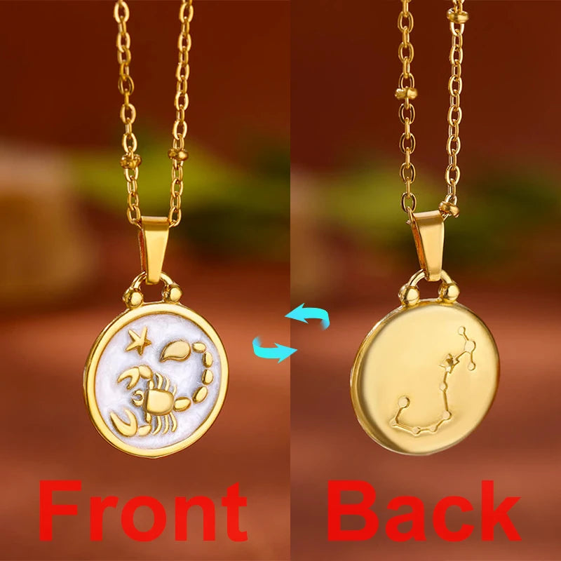 Collana Pendente Oro e Bianco Segno Zodiacale 12 Costellazioni scorpione