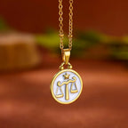Collana Pendente Oro e Bianco Segno Zodiacale 12 Costellazioni bilancia