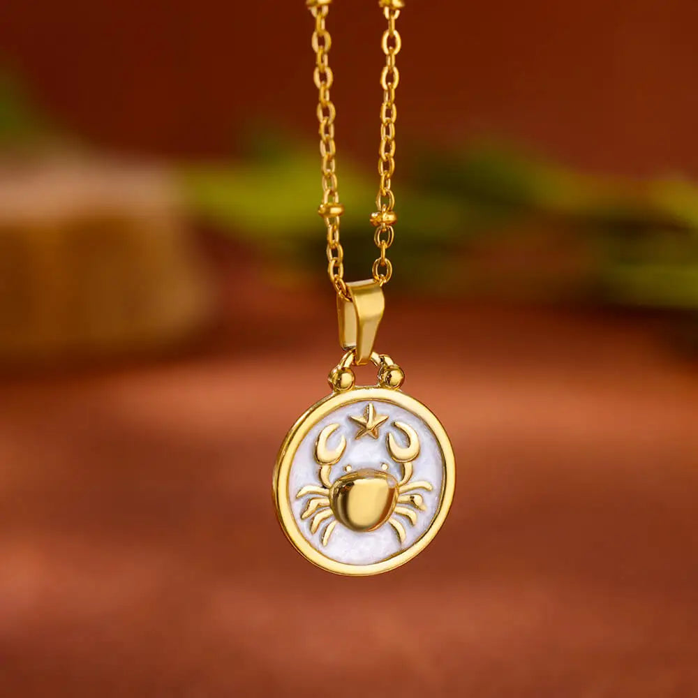 Collana Pendente Oro e Bianco Segno Zodiacale 12 Costellazioni cancro