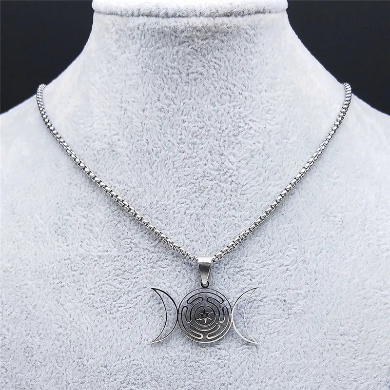 Halskette Anhänger Hekates Rad Hexerei Wicca Strophalos Silber 50 cm 