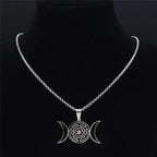 Halskette Anhänger Hekates Rad Hexerei Wicca Strophalos Silber 50 cm