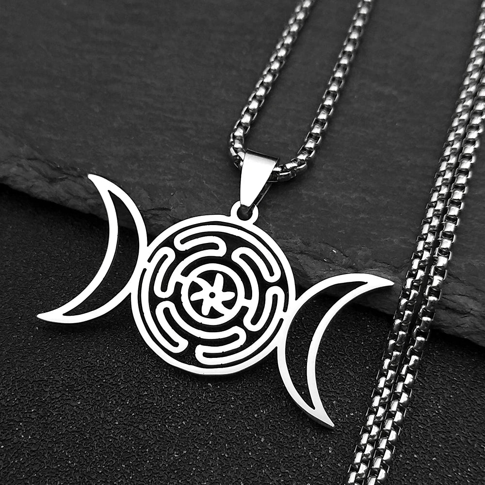Halskette Anhänger Hekates Rad Hexerei Wicca Strophalos Silber 50 cm