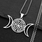 Halskette Anhänger Hekates Rad Hexerei Wicca Strophalos Silber 50 cm