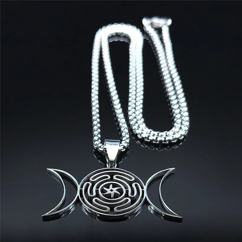 Halskette Anhänger Hekates Rad Hexerei Wicca Strophalos Silber 50 cm