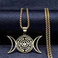 Halskette Anhänger Hekates Rad Hexerei Wicca Strophalos Gold 60 cm