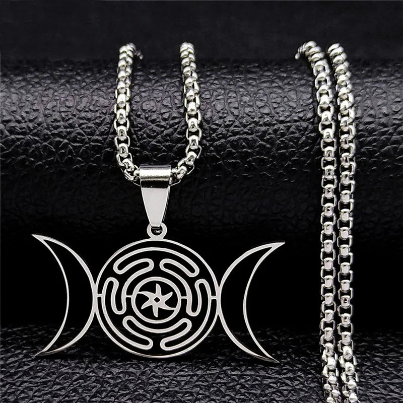 Halskette Anhänger Hekates Rad Hexerei Wicca Strophalos Silber 50 cm