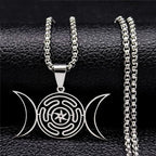 Halskette Anhänger Hekates Rad Hexerei Wicca Strophalos Silber 50 cm