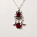 Collier Pendentif Triple Lune Sorcellerie Wiccan Femme rouge
