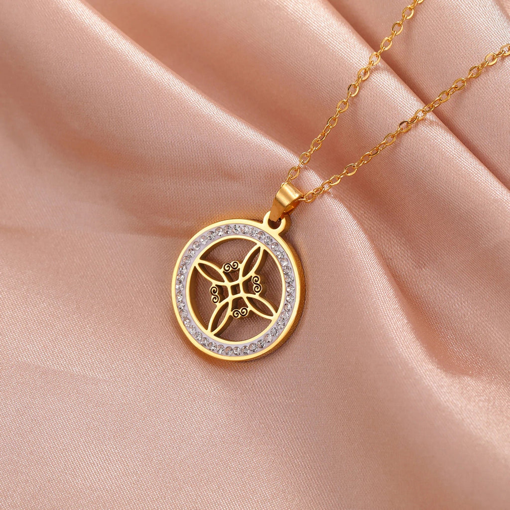 Collana Ciondolo Wiccan Nodo della Strega Amuleto di Protezione oro
