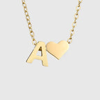 Women's necklace with heart pendant and initial - letter 