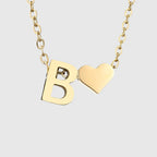 Women's necklace with heart pendant and initial - letter 