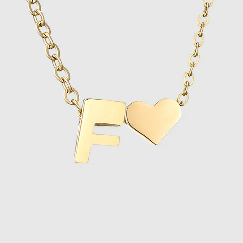 Women's necklace with heart pendant and initial - letter 