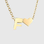 Women's necklace with heart pendant and initial - letter 