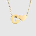 Women's necklace with heart pendant and initial - letter 