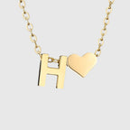 Women's necklace with heart pendant and initial - letter 