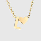 Women's necklace with heart pendant and initial - letter 