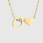 Women's necklace with heart pendant and initial - letter 