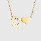 Women's necklace with heart pendant and initial - letter 