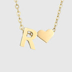 Women's necklace with heart pendant and initial - letter 