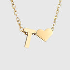 Women's necklace with heart pendant and initial - letter 