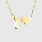 Women's necklace with heart pendant and initial - letter 