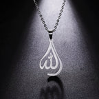 Halskæde til mænd eller kvinder med arabisk muslimsk islamisk Allah-vedhæng i sølv