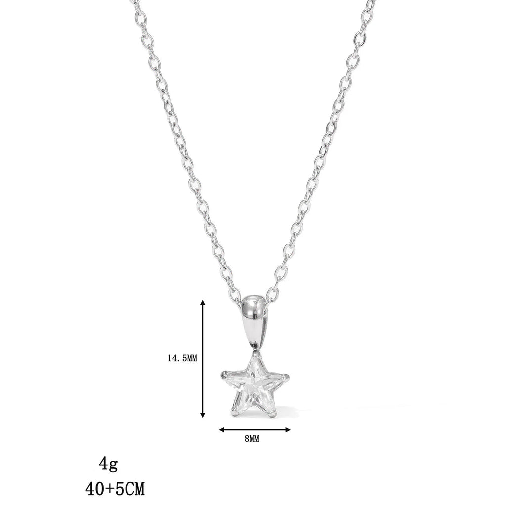 Chokerhalsband med stjärnformat hänge pavésatt med zirkon i silver