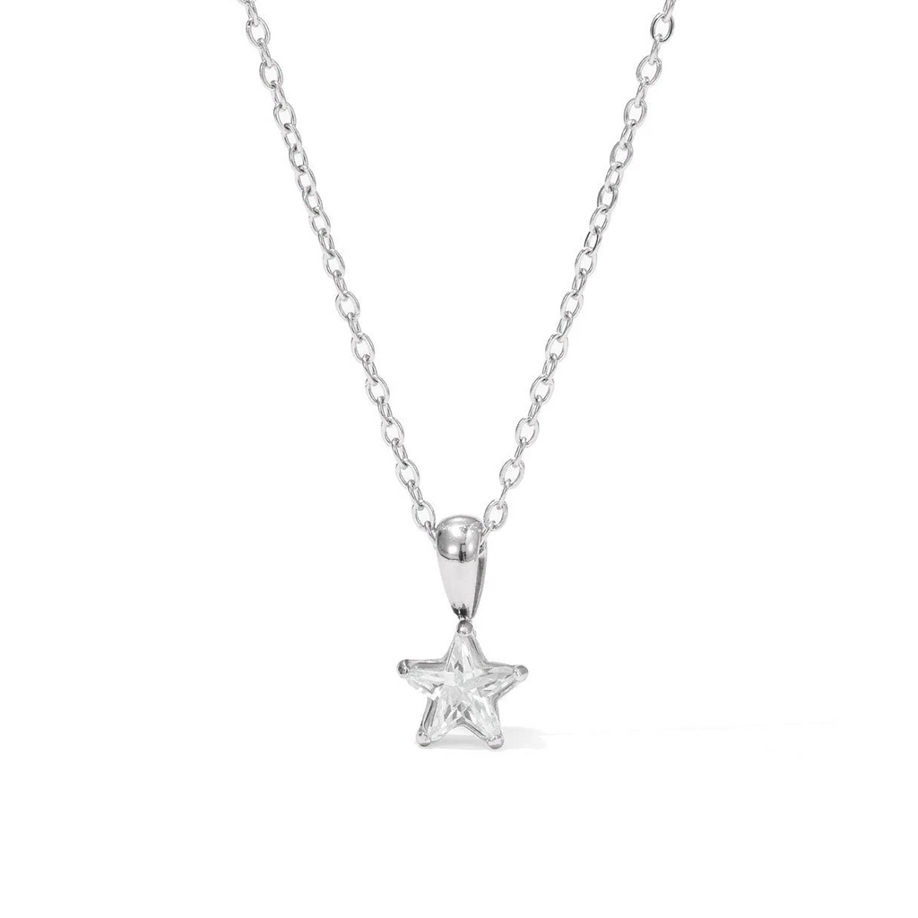 Chokerhalsband med stjärnformat hänge pavésatt med zirkon i silver
