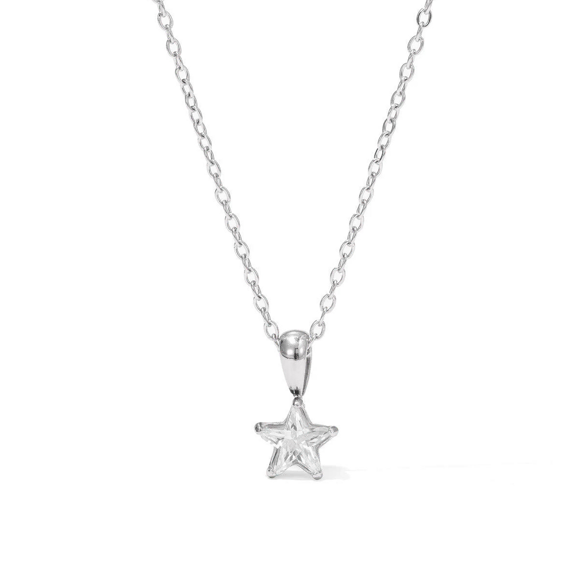 Chokerhalsband med stjärnformat hänge pavésatt med zirkon i silver