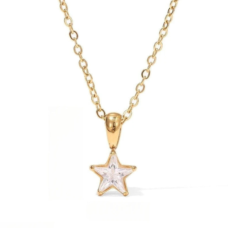 Chokerhalsband med stjärnformat hänge pavésatt med zirkon i guld