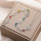 Collier Ras de Cou Pendentif avec Pierres en Zircon 7 Chakras argent