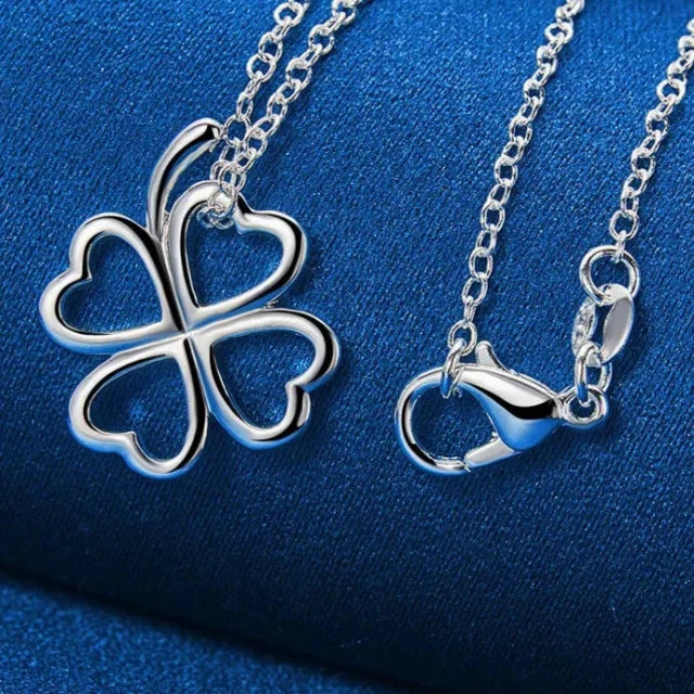 Ketting Klavertje Vier Hanger voor Dames Zilver