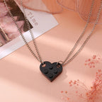 Colliers pour Couples d'Amis Pendentif Coeur Fashion noir