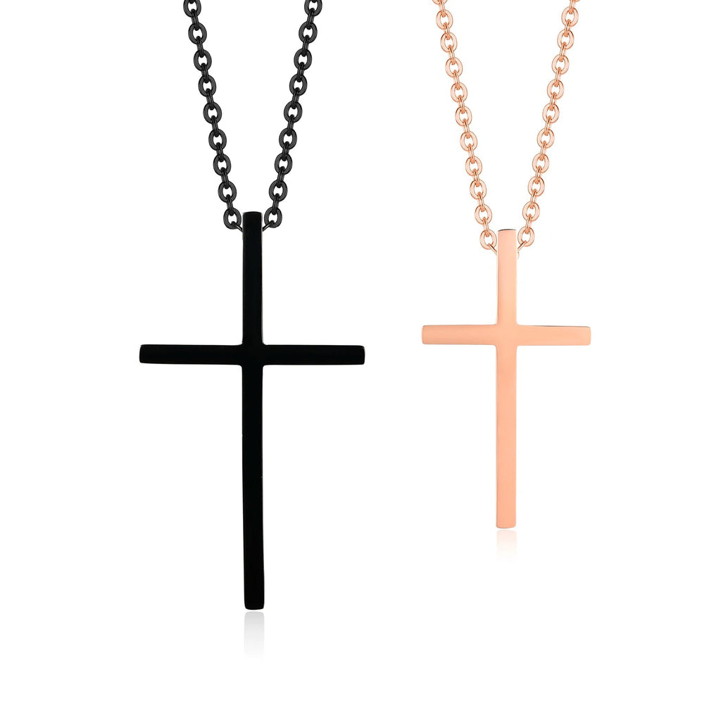 Halsketten für Paare Anhänger Kreuz Schwarz und Roségold