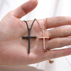 Halsketten für Paare Anhänger Kreuz Schwarz und Roségold