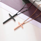 Halsketten für Paare Anhänger Kreuz Schwarz und Roségold