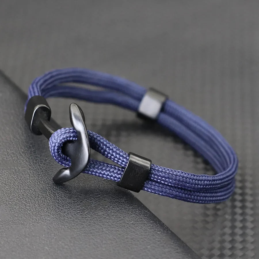 Bracelet double ancre noire bleu marine