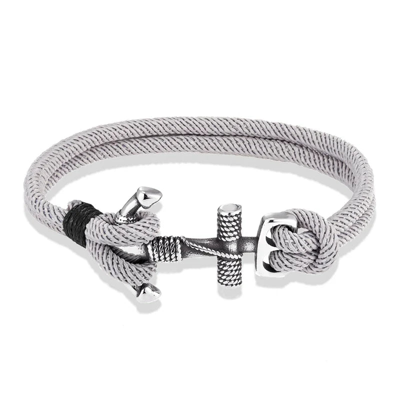 Bracelet double ancre homme gris