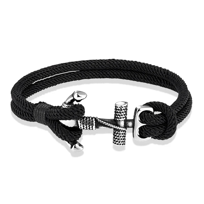 Bracelet double ancre homme noir