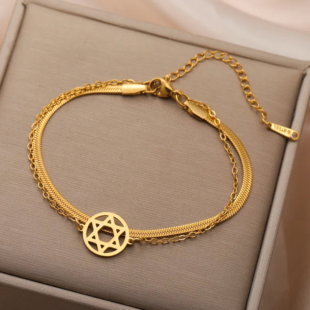Bracelet double avec l'étoile de David symbole juif or