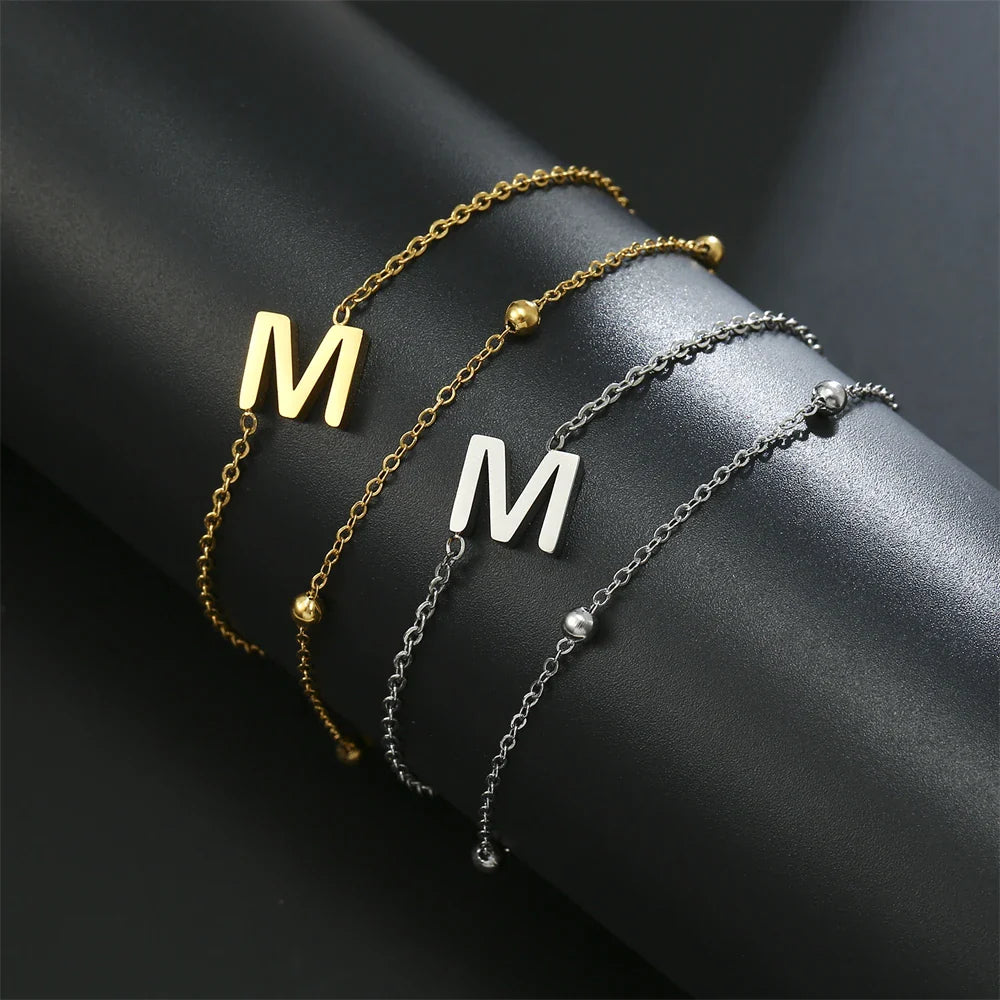 Bracelet double initiale or et argent  m