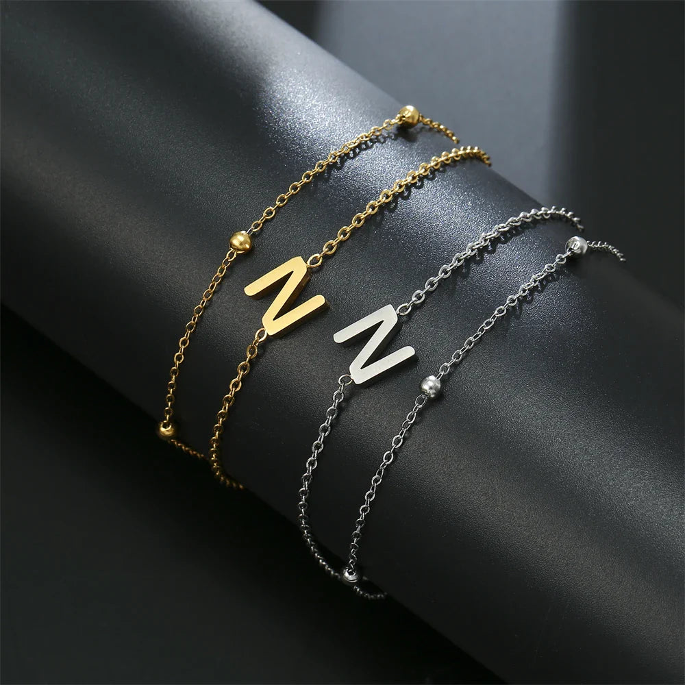 Bracelet double initiale or et argent  n