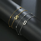 Pulsera doble con inicial - letra 