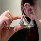 Eleganti Orecchini a Bottone Goccia d'Acqua argento