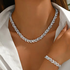 Conjunto cauda de peixe cristal - colar e pulseira 