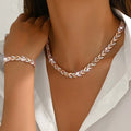 Conjunto cauda de peixe cristal - colar e pulseira 