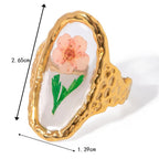 Grande Anello Fiore in Cornice Trasparente 