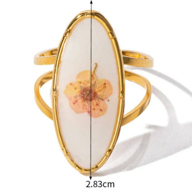 Grande Anello Fiore in Cornice Trasparente