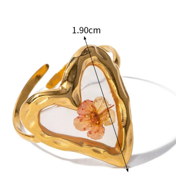 Grande Anello Fiore in Cornice Trasparente