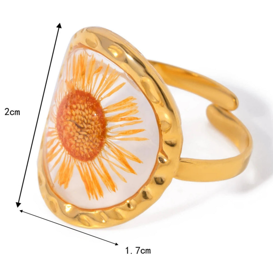 Grande Anello Fiore in Cornice Trasparente